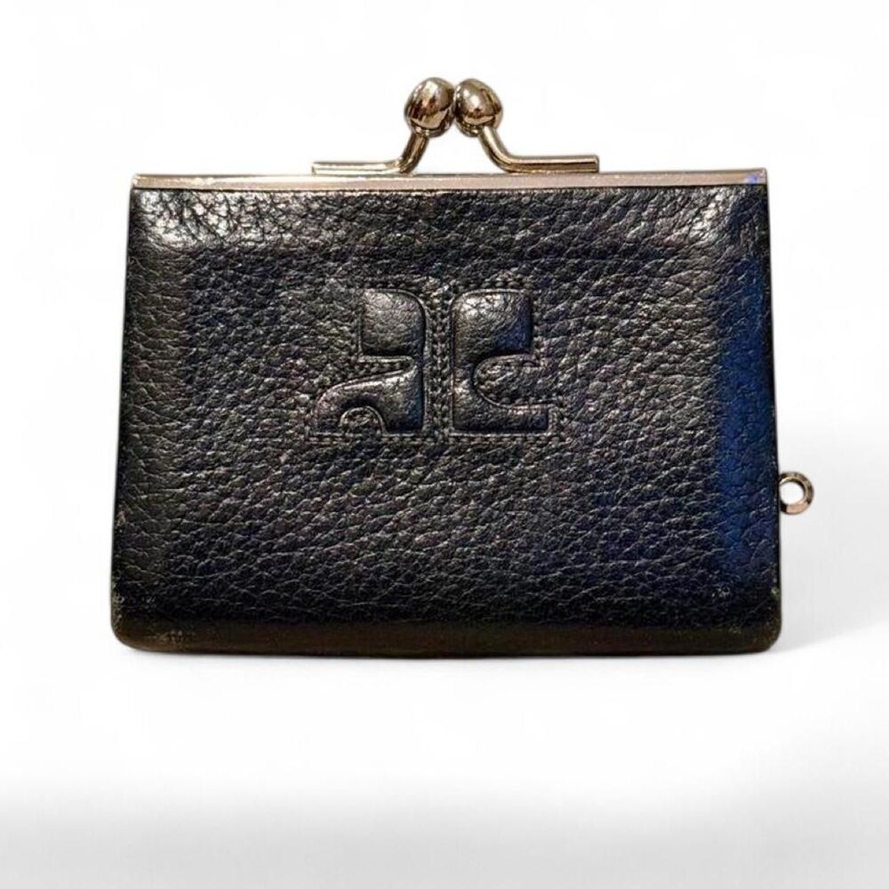 Vintage Courreges Leather French Kiss Lock Coin Purse